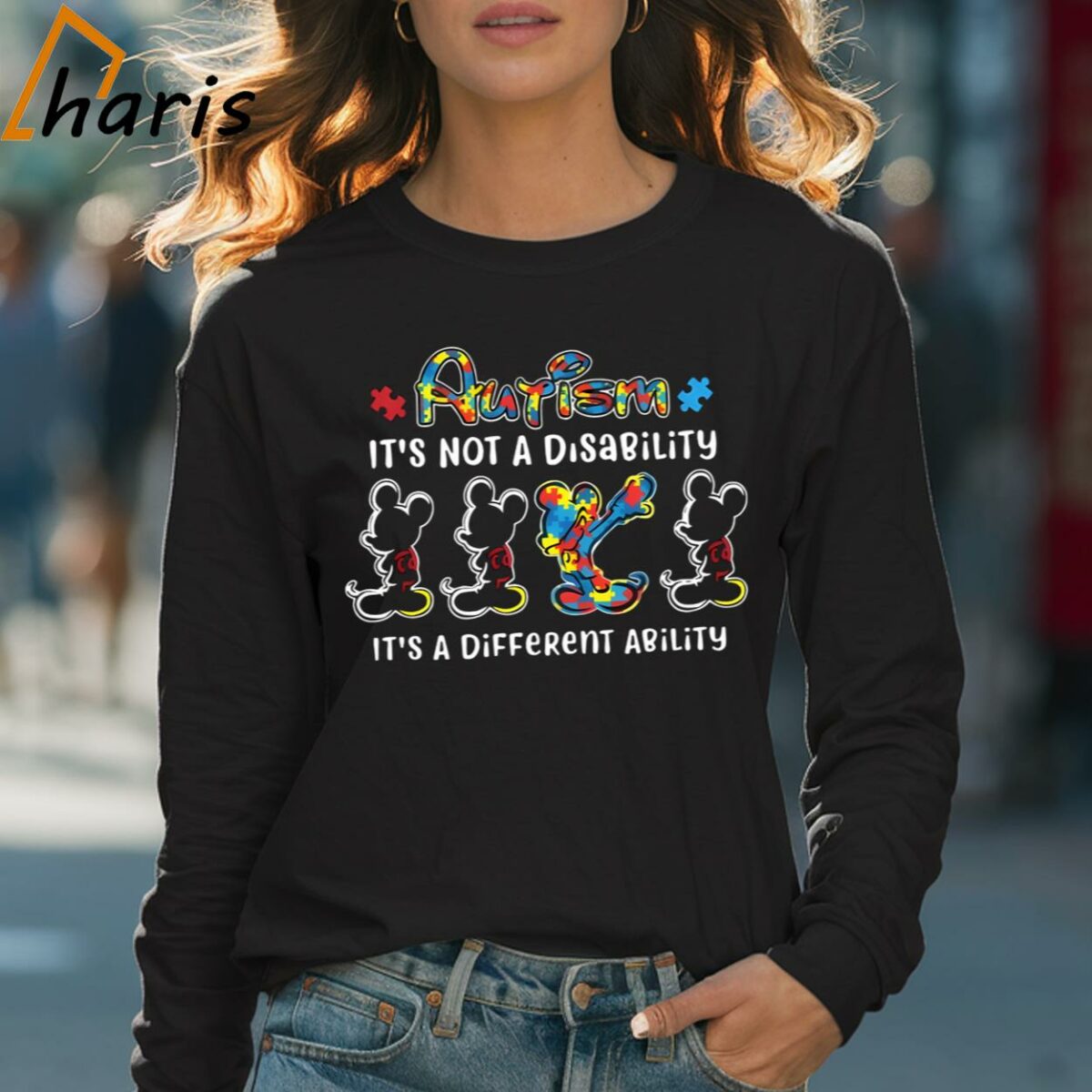 Mickey Mouse Autism Its Not A Disability Its A Different Ability Shirt 4 Long sleeve shirt