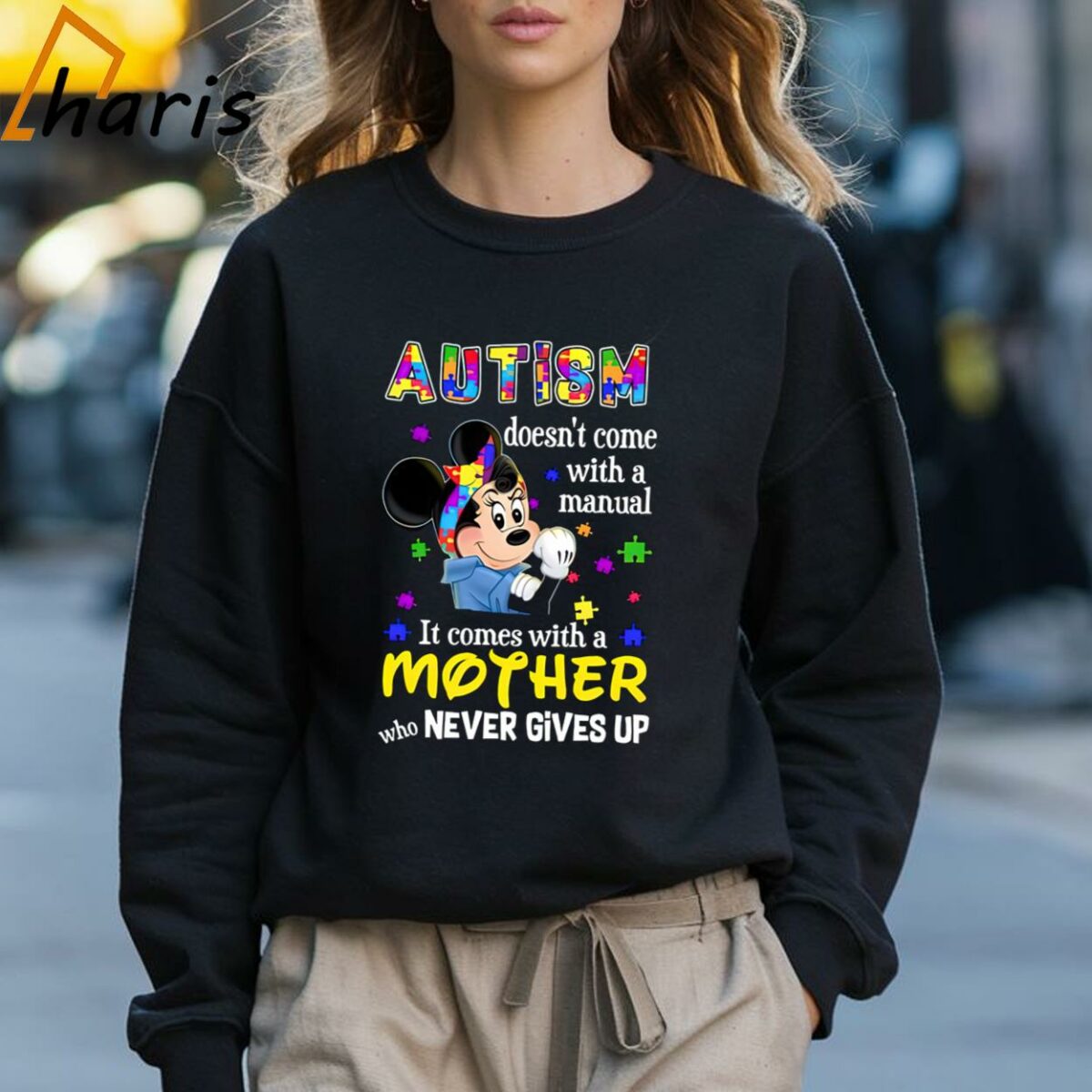 Mouse Autism Awareness Puzzle Piece Mothers Day Disney T shirt 3 Sweatshirt