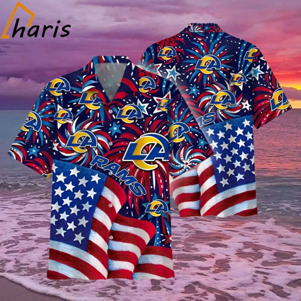 NFL Los Angeles Rams Memorial Firework Hawaiian Shirt 1 2
