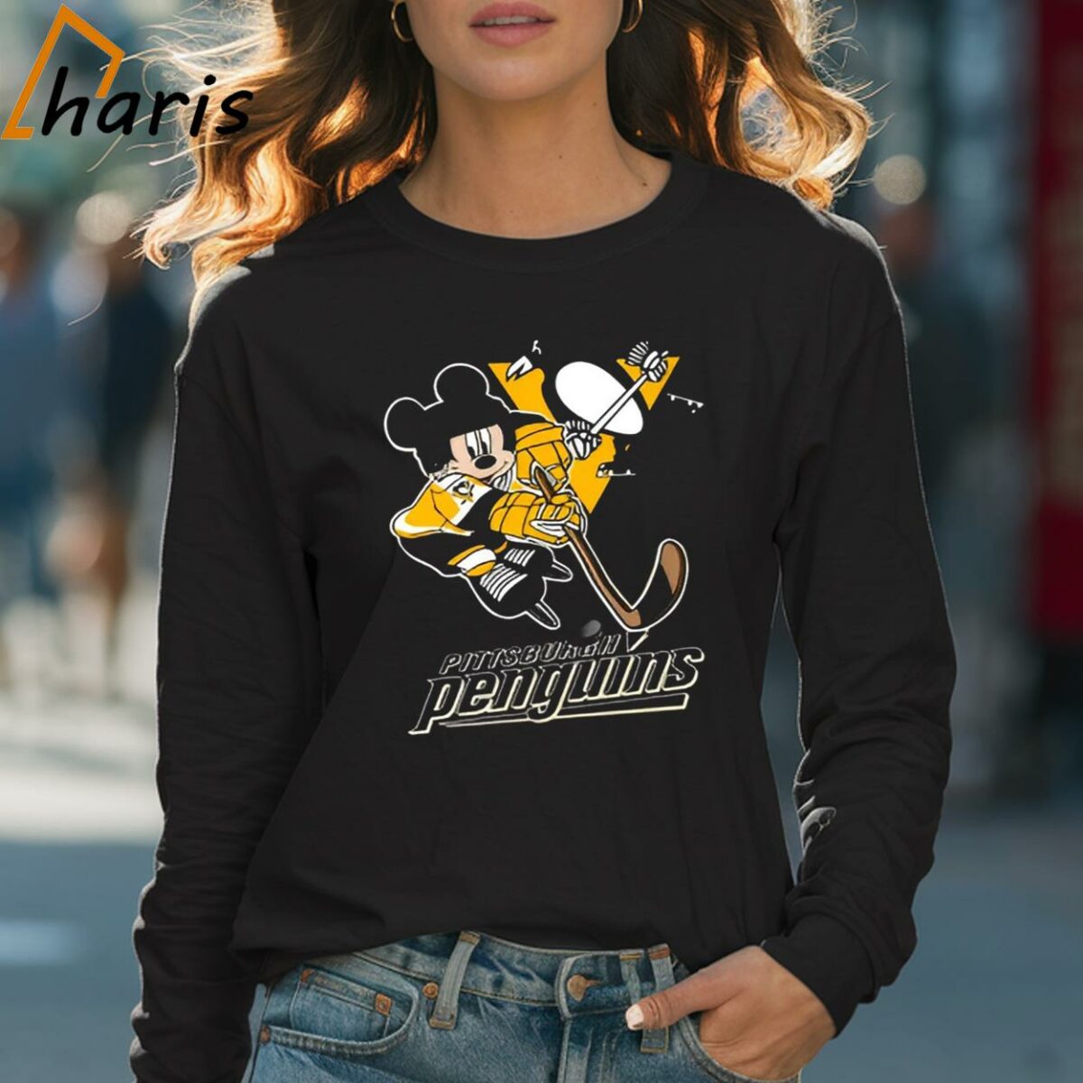 NHL Pittsburgh Penguins Mickey Mouse Disney Hockey T shirt 4 Long sleeve shirt
