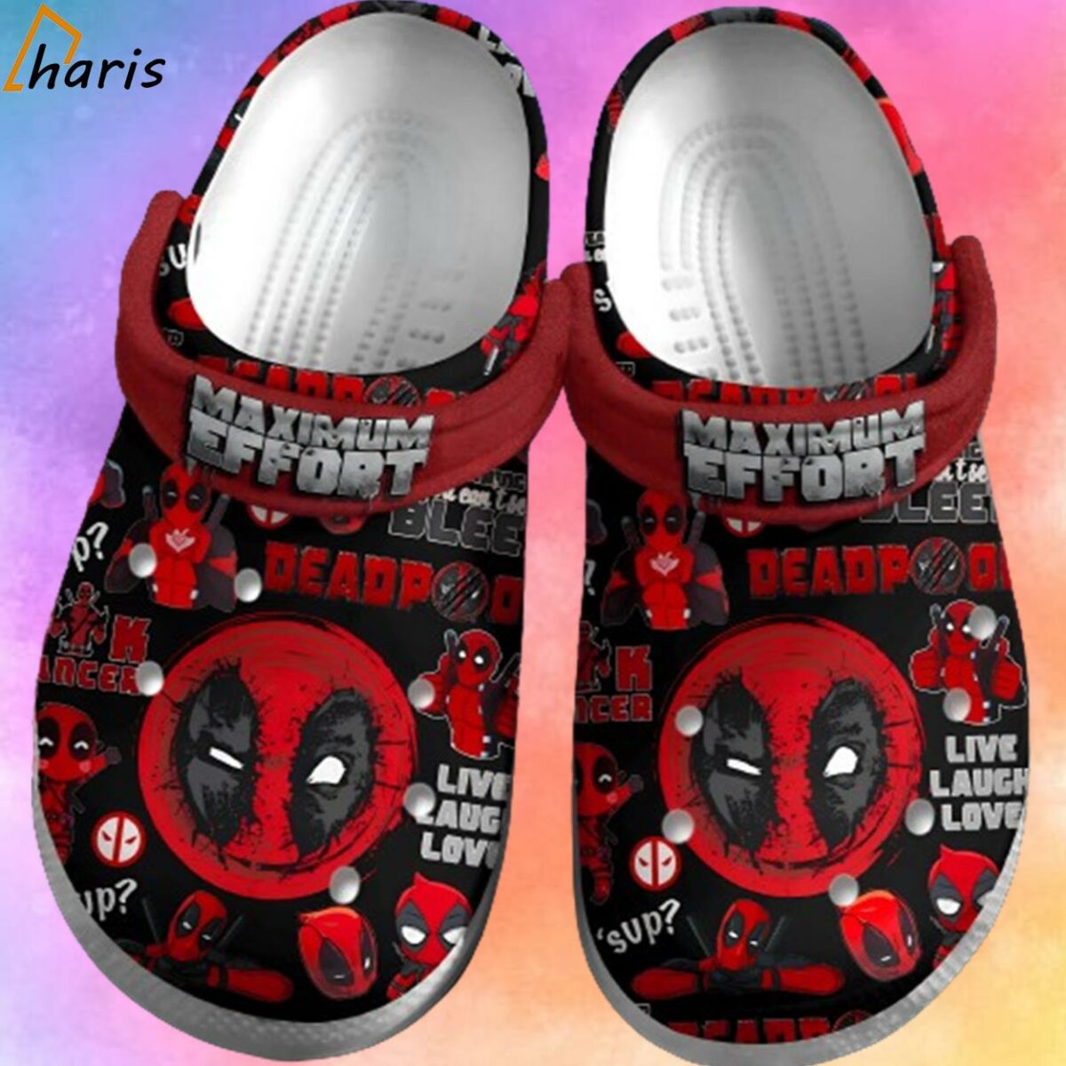 New Design Maximum Effort Deadpool Black Crocs 1 1