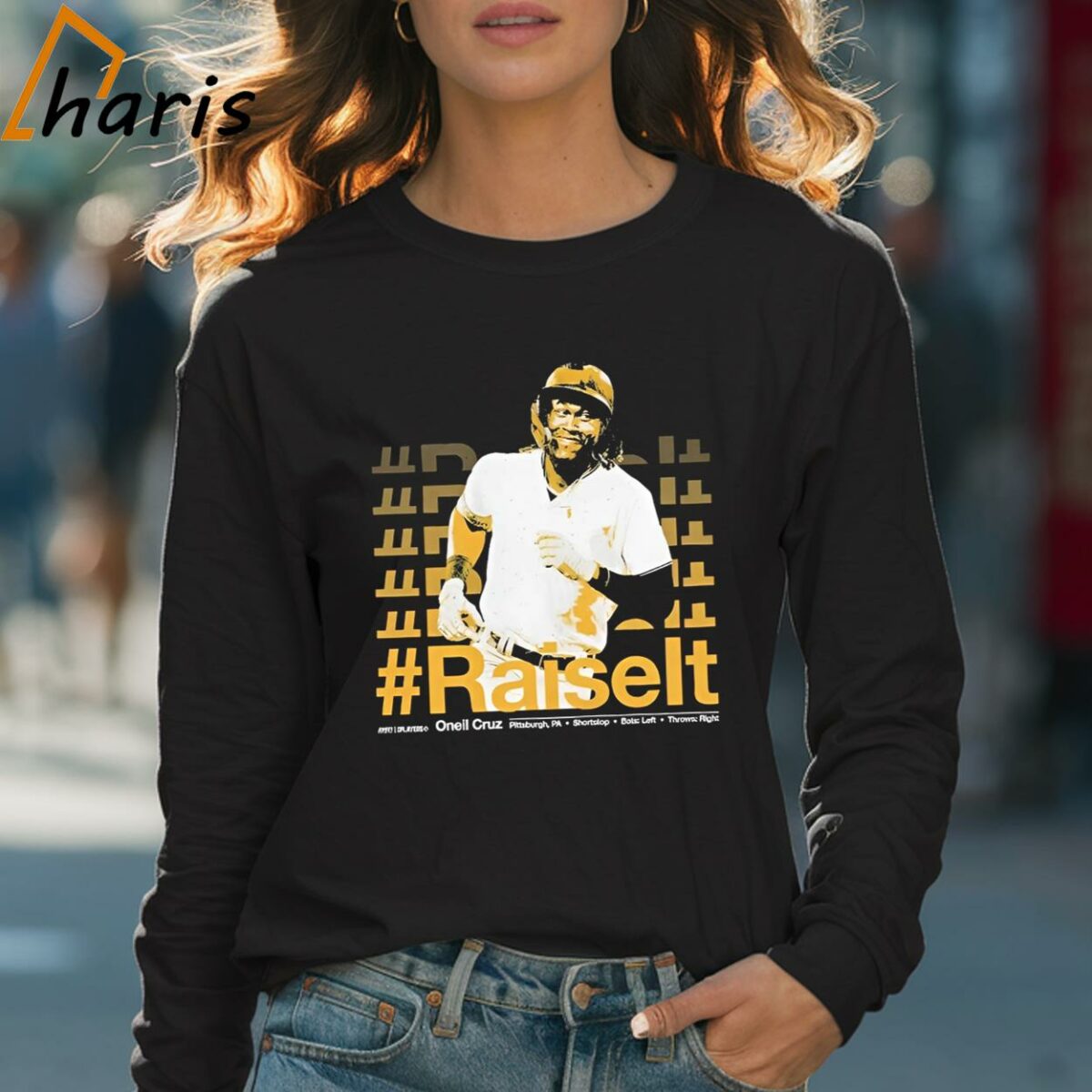 Oneil Cruz Pittsburgh Baseball Oneil Cruz Raise It T shirt 4 Long sleeve shirt