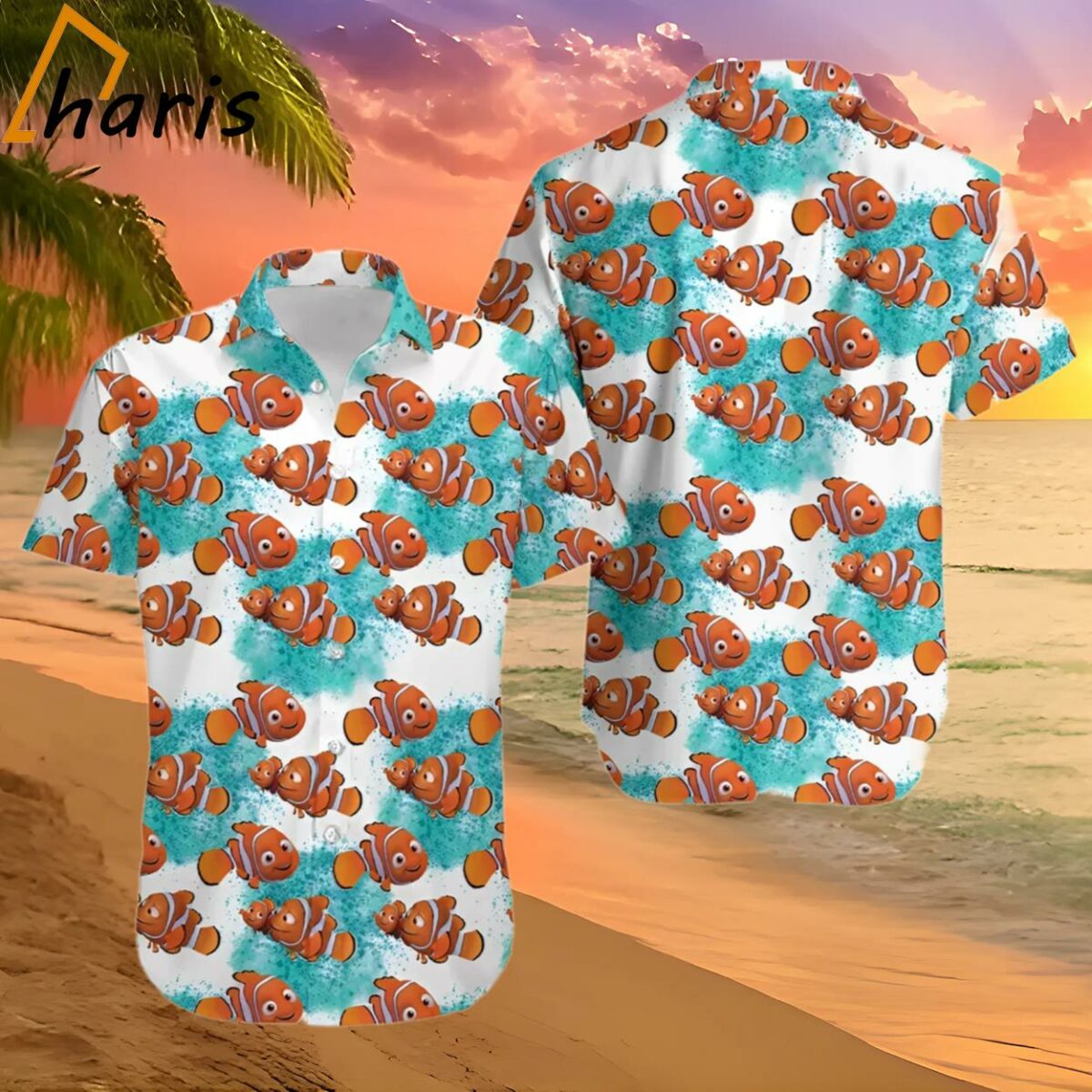 Orange Clown Fish Print Disney Hawaiian Shirt 2 2