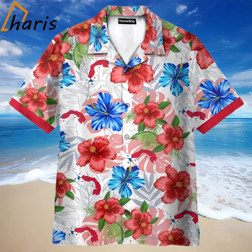 Panama Tropical Flowers Pattern Hawaiian Shirt