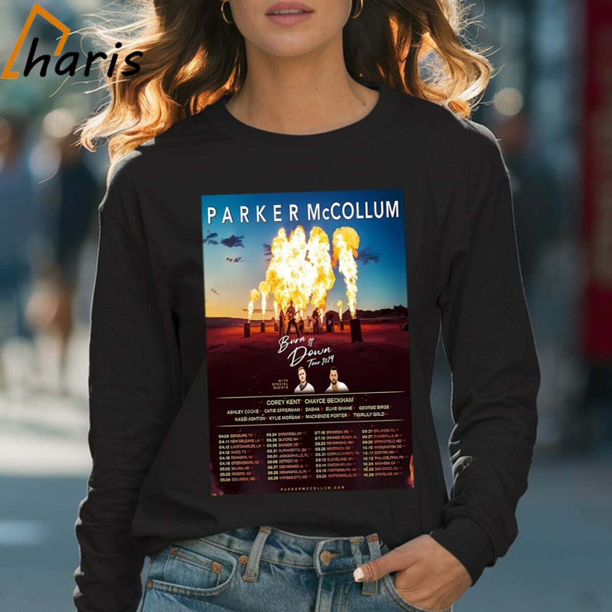 Parker McCollum Burn It Down Tour 2024 Shirt 4 Long sleeve shirt