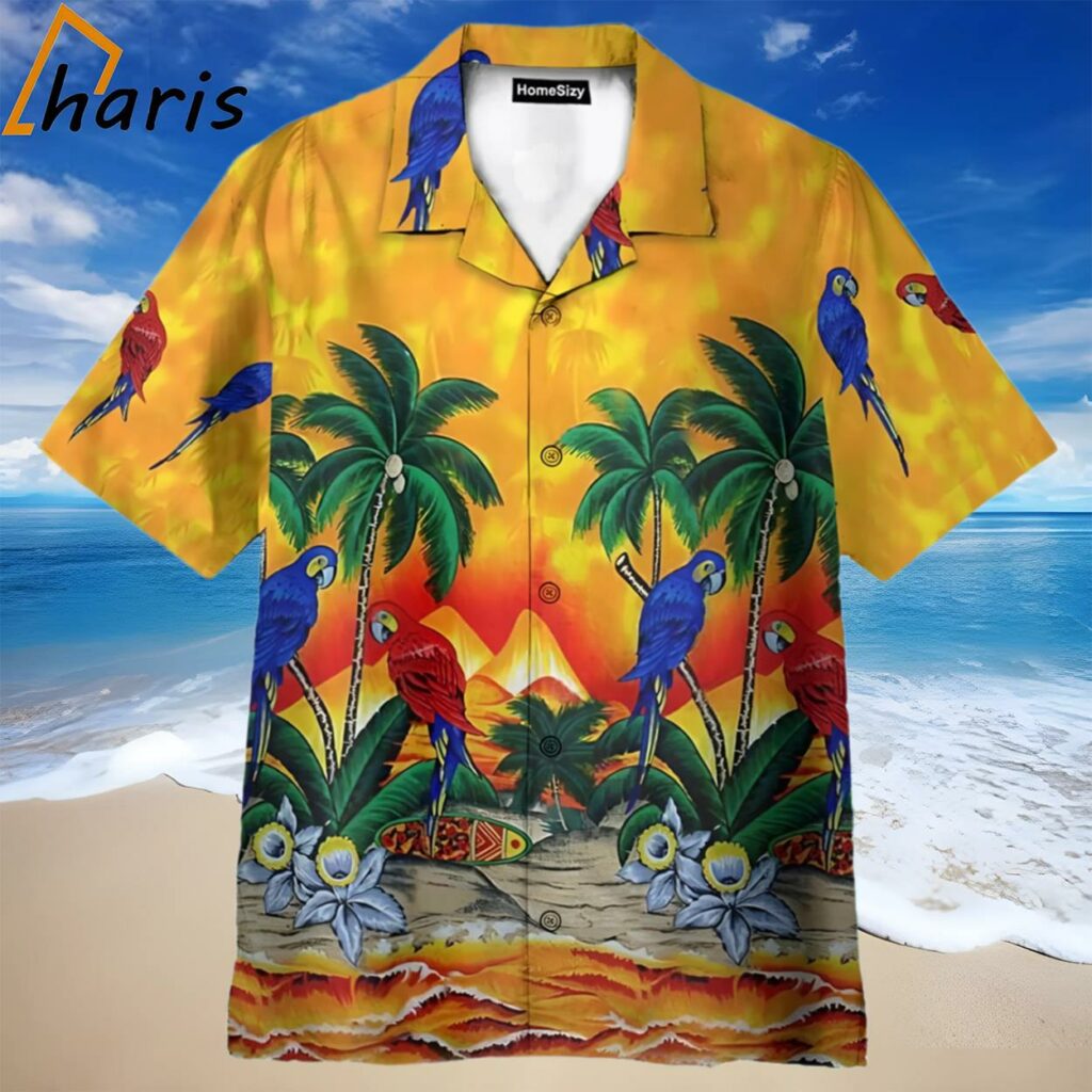 Parrot Tree Sunset Hawaiian Shirt