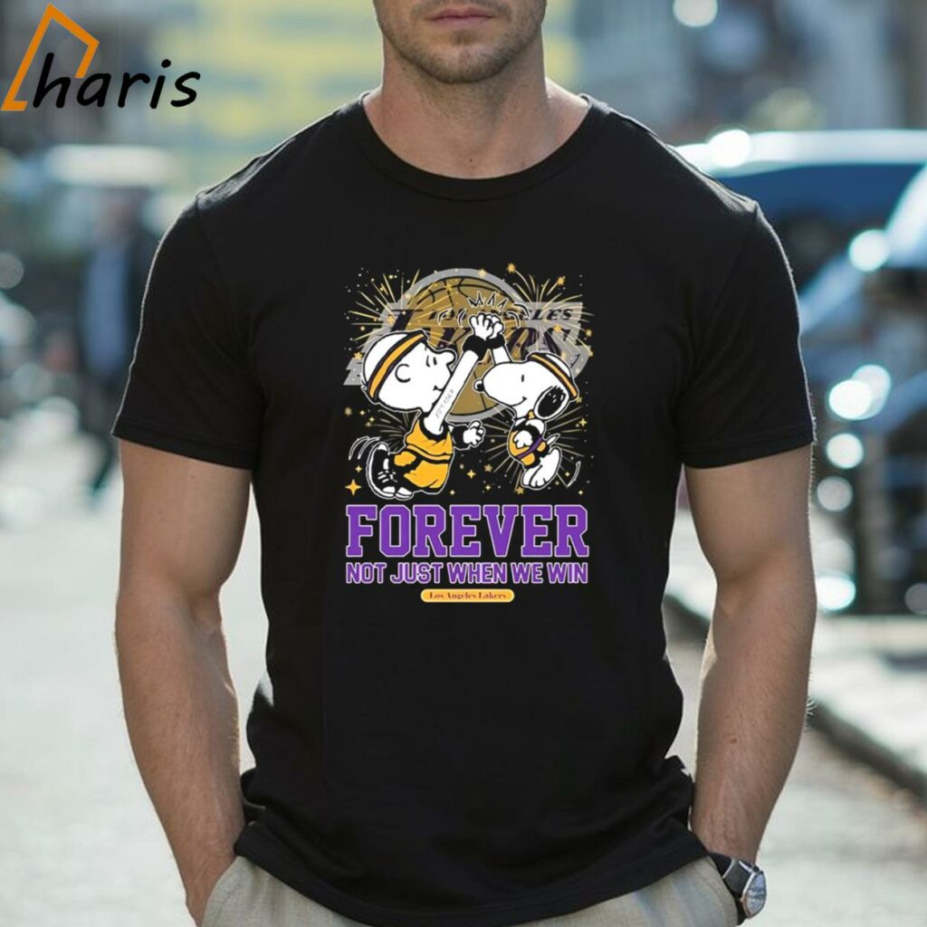 Peanuts Snoopy And Charlie Brown High Five Los Angeles Lakers Forever Not Just When We Win Shirt