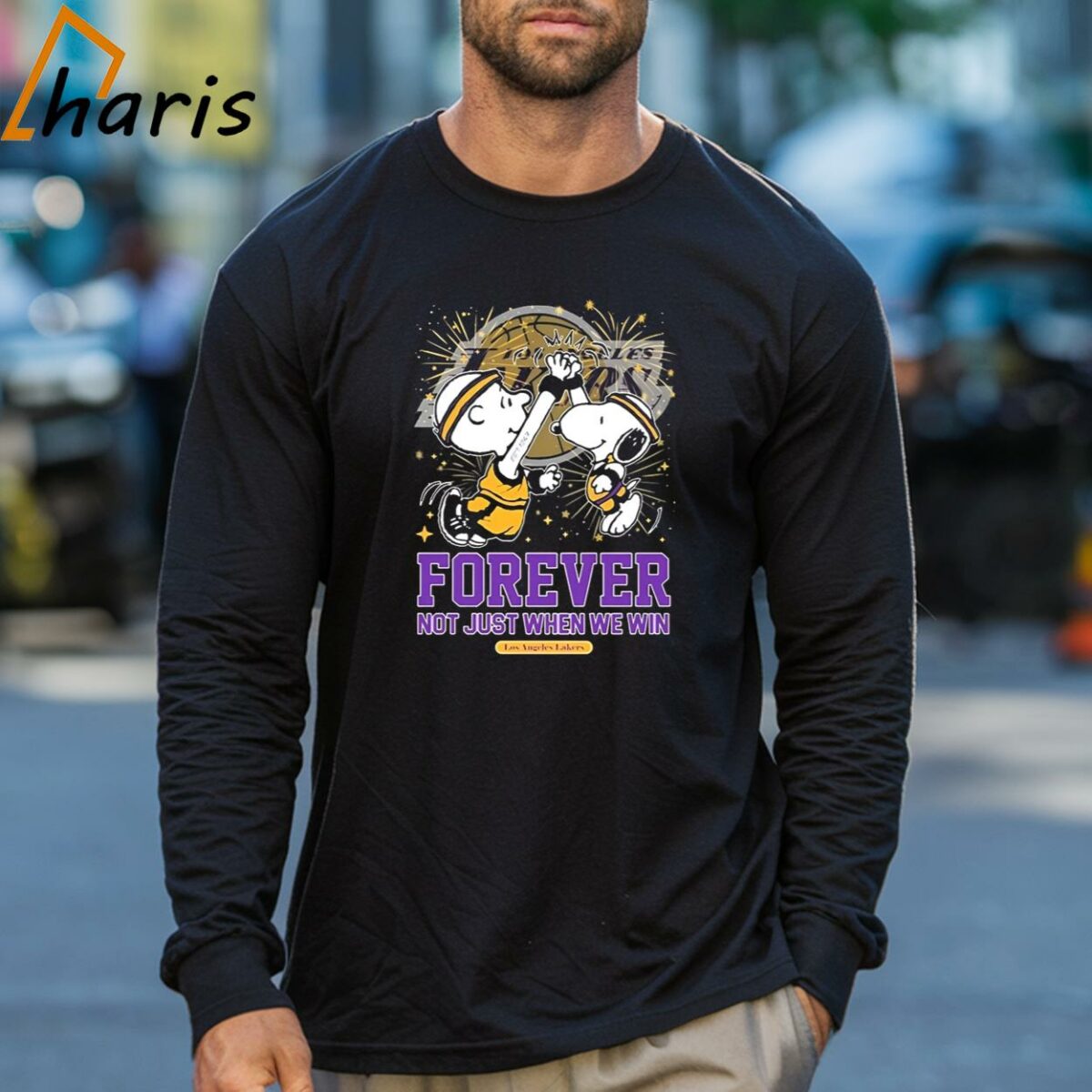 Peanuts Snoopy And Charlie Brown High Five Los Angeles Lakers Forever Not Just When We Win Shirt 3 Long sleeve shirt