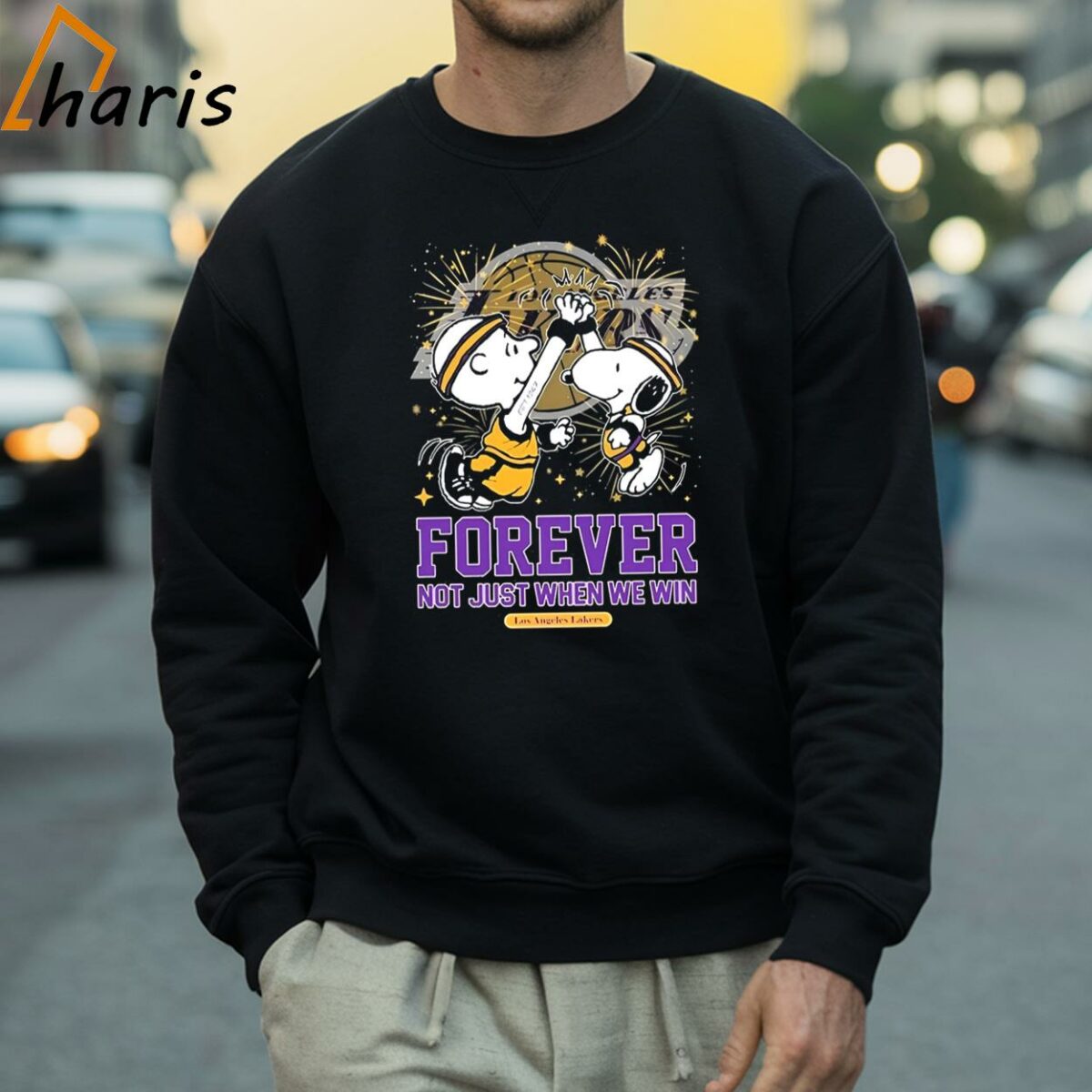 Peanuts Snoopy And Charlie Brown High Five Los Angeles Lakers Forever Not Just When We Win Shirt 4 Sweatshirt