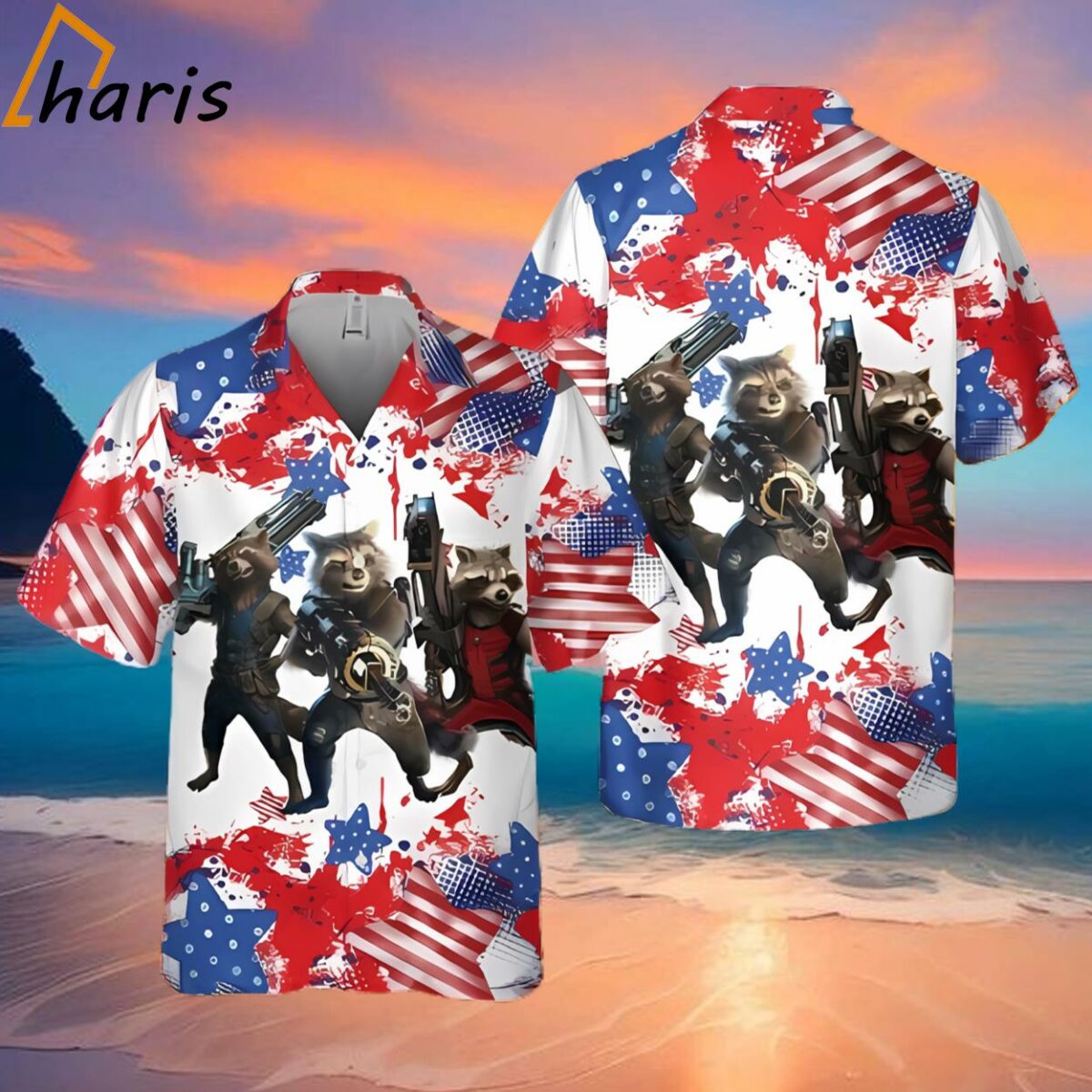 Rocket And American Flag Independence Day Marvel Hawaiian Shirt 2 2