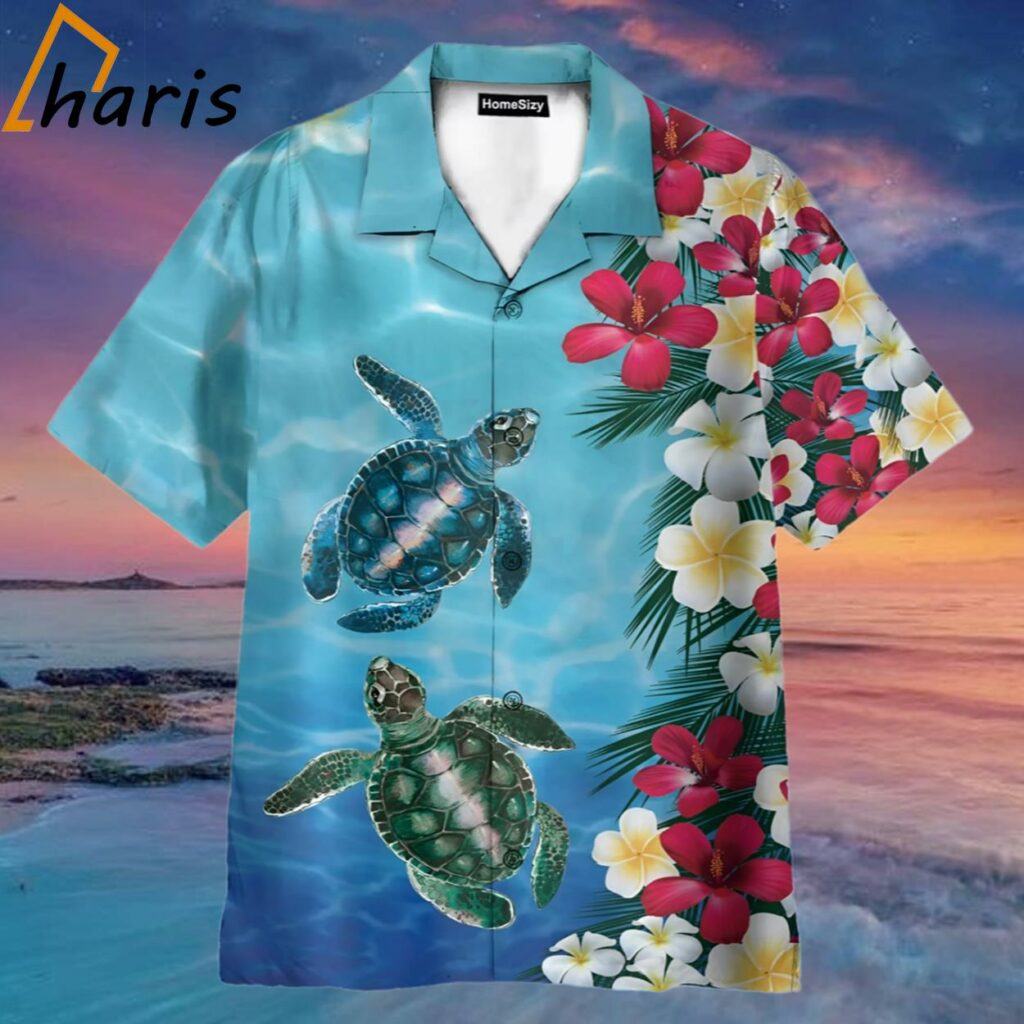 Sea Turtle and Hibiscus Hawaiian Shirt