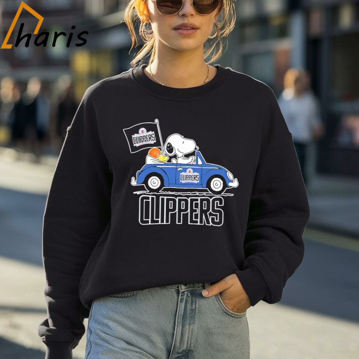 Snoopy And Woodstock Los Angeles Clippers On Car Shirt 4 Sweatshirt