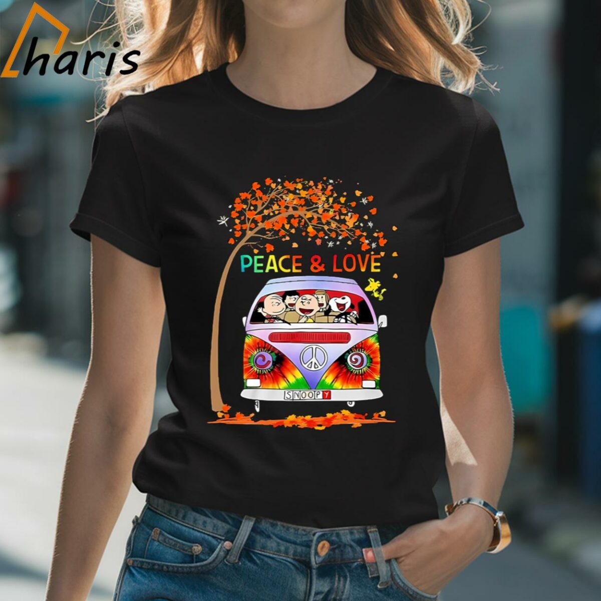 Snoopy Peace And Love Leaves Tree Hippie Bus The Peanuts Shirt 2 Shirt