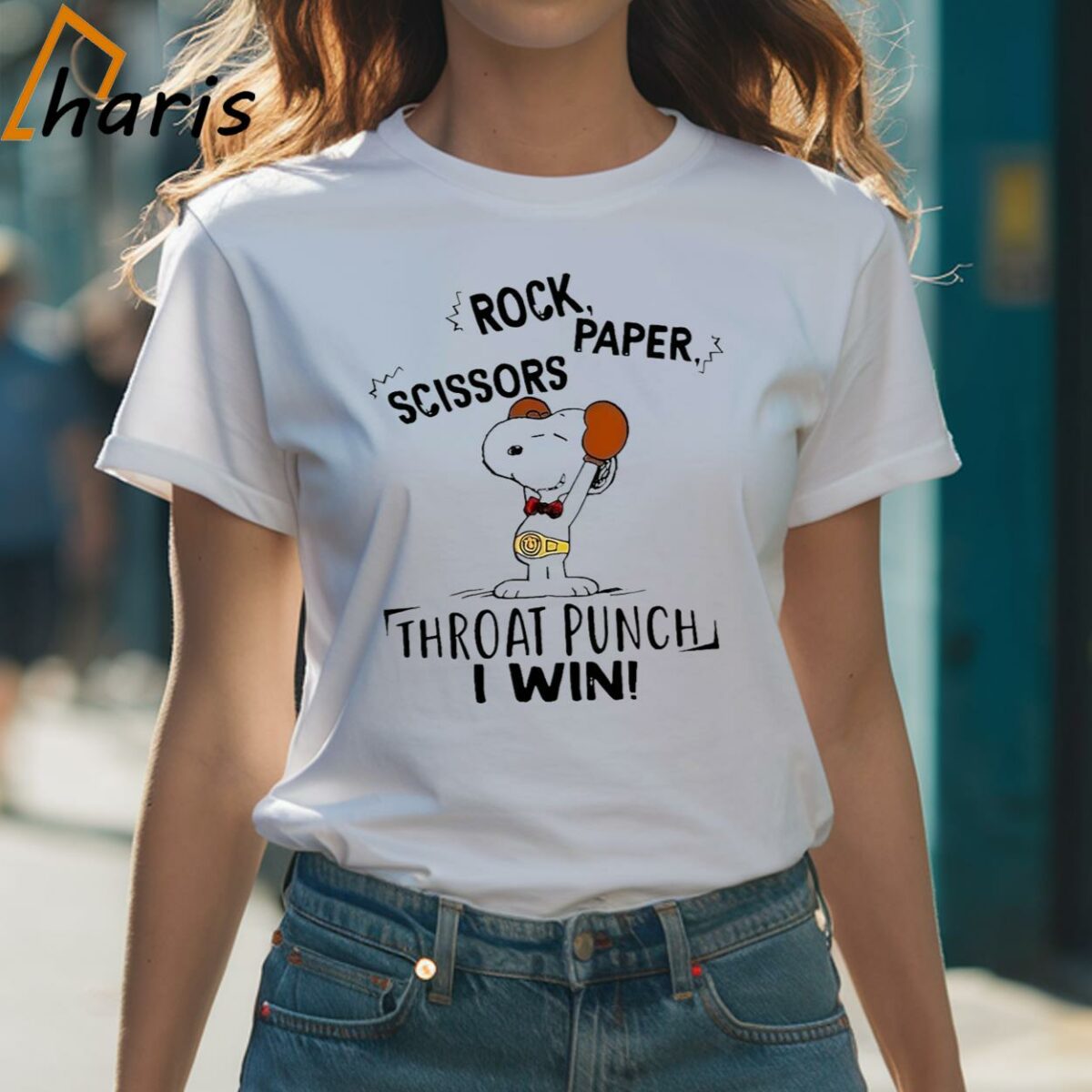 Snoopy Rock Paper Scissors Throat Punch I Win Shirt 1 Shirt