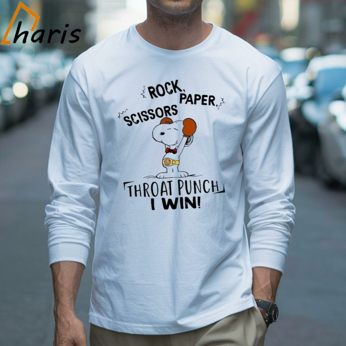 Snoopy Rock Paper Scissors Throat Punch I Win Shirt 3 Long sleeve shirt