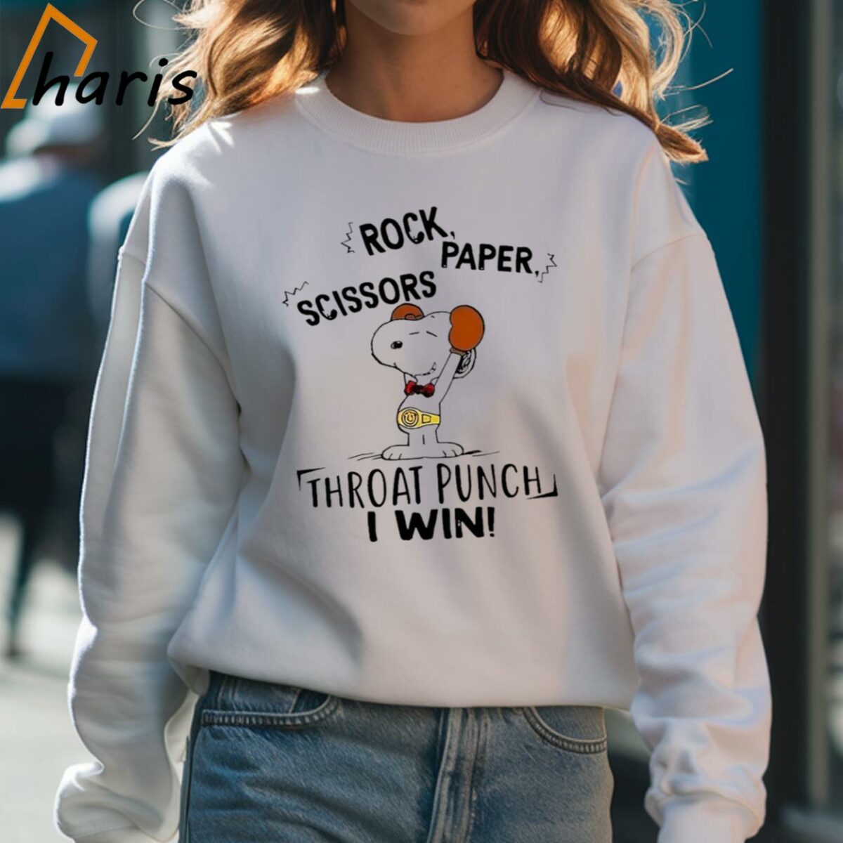 Snoopy Rock Paper Scissors Throat Punch I Win Shirt 4 Sweatshirt