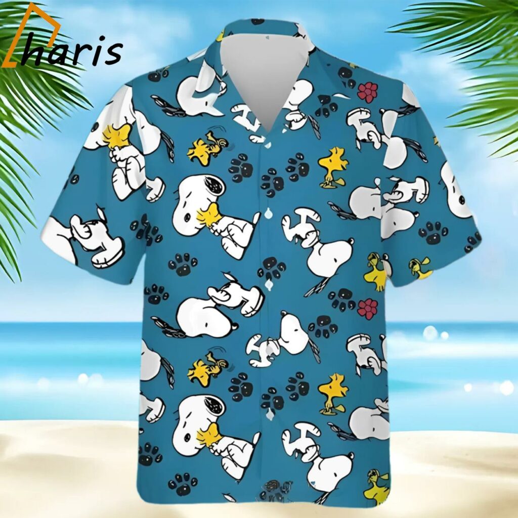 Snoopy With Woodstock Paws Peanuts Hawaiian Shirt