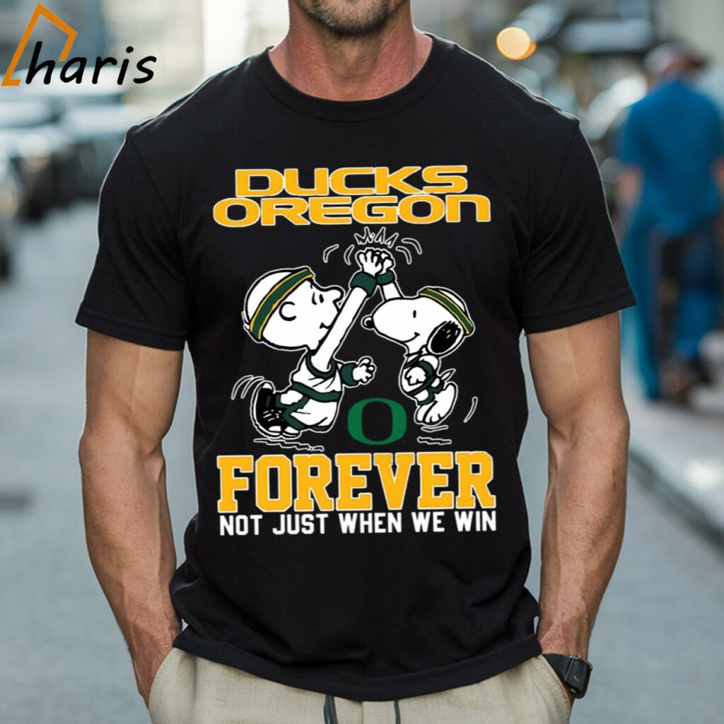 Snoopy and Charlie Brown Oregon Ducks High Five Forever Not Just When We Win Peanuts Shirt