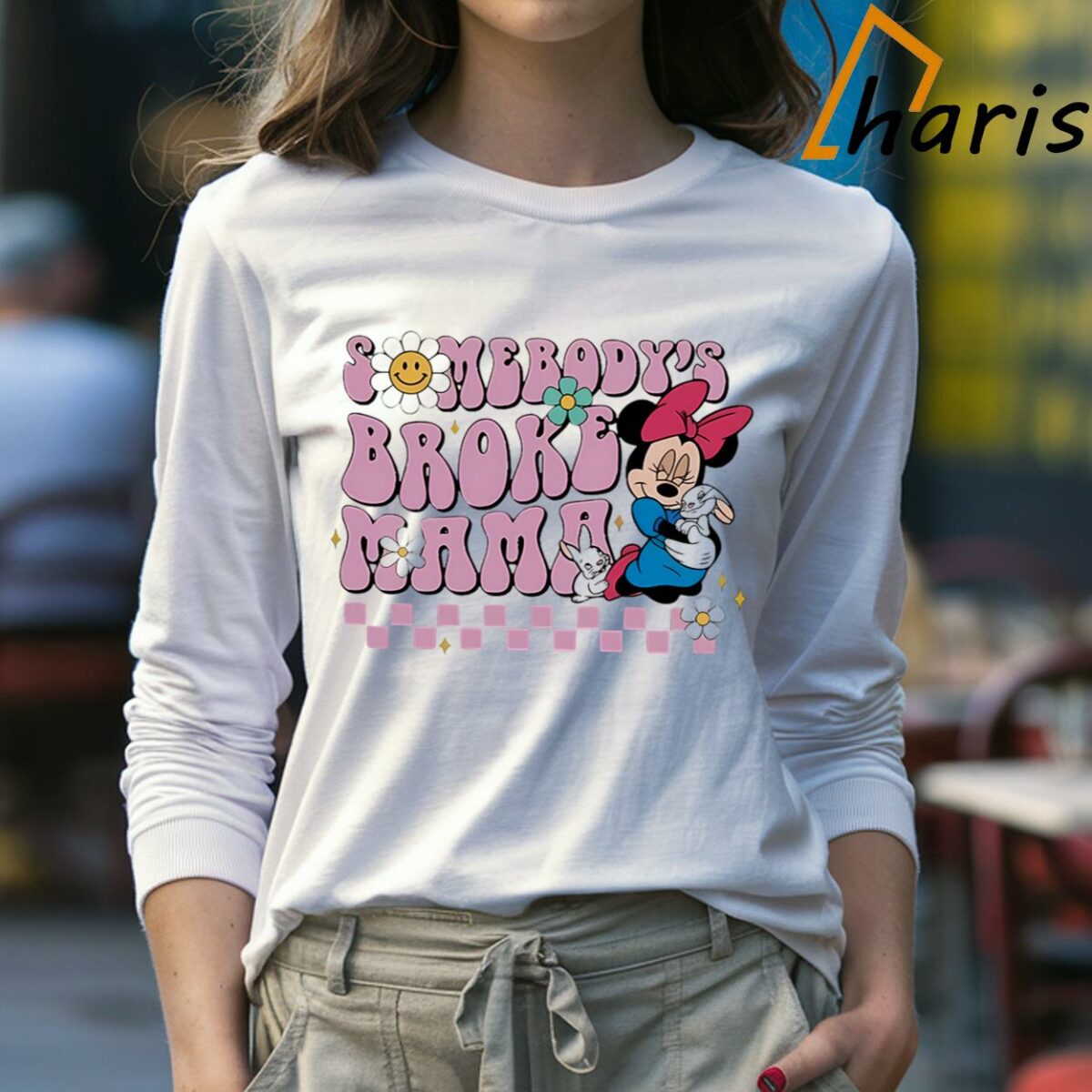 Somebodys Broke Mama Minnie Hug Bunny Disney Shirt 4 Long sleeve Shirt