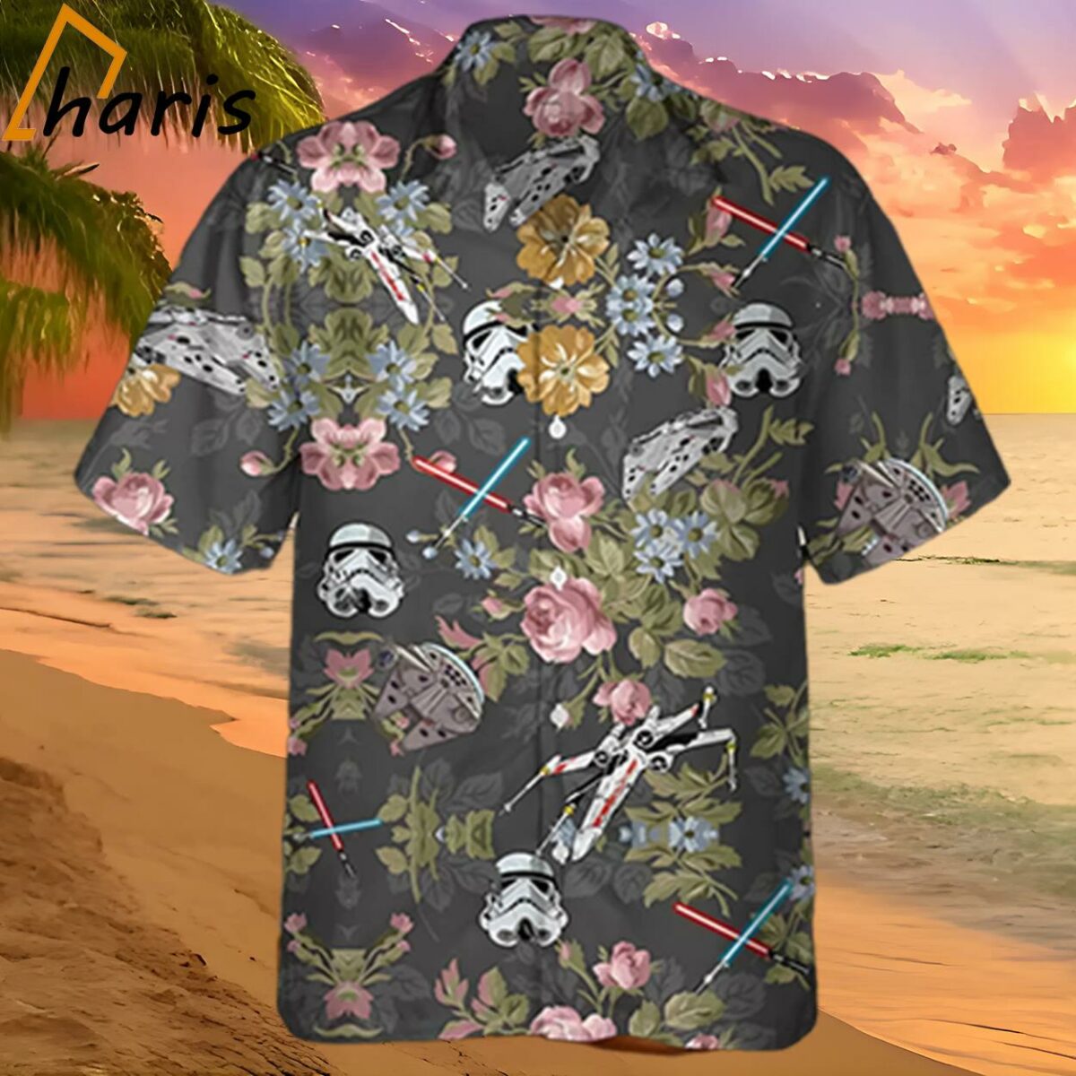 Star Wars Stormtrooper X Wing Millennium Falcon Lightsaber Floral an Galaxys Hawaiian Shirt 2 2
