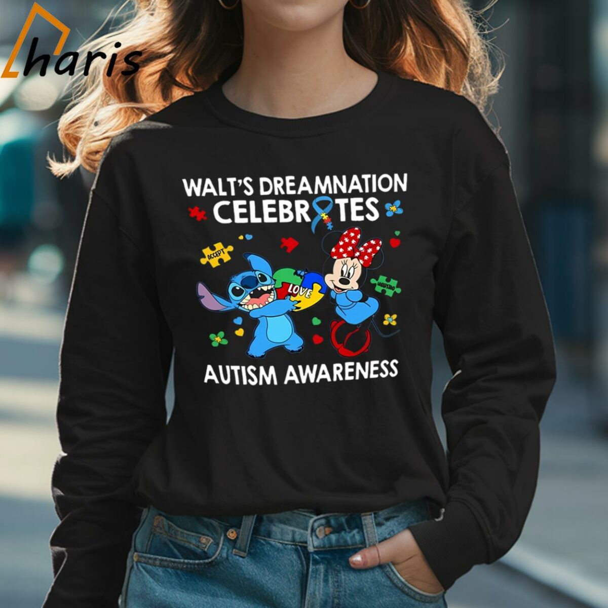 Stitch And Minnie Mouse Walts Dreamnation Celebrates Autism Awareness Disney Shirt 3 Long sleeve shirt