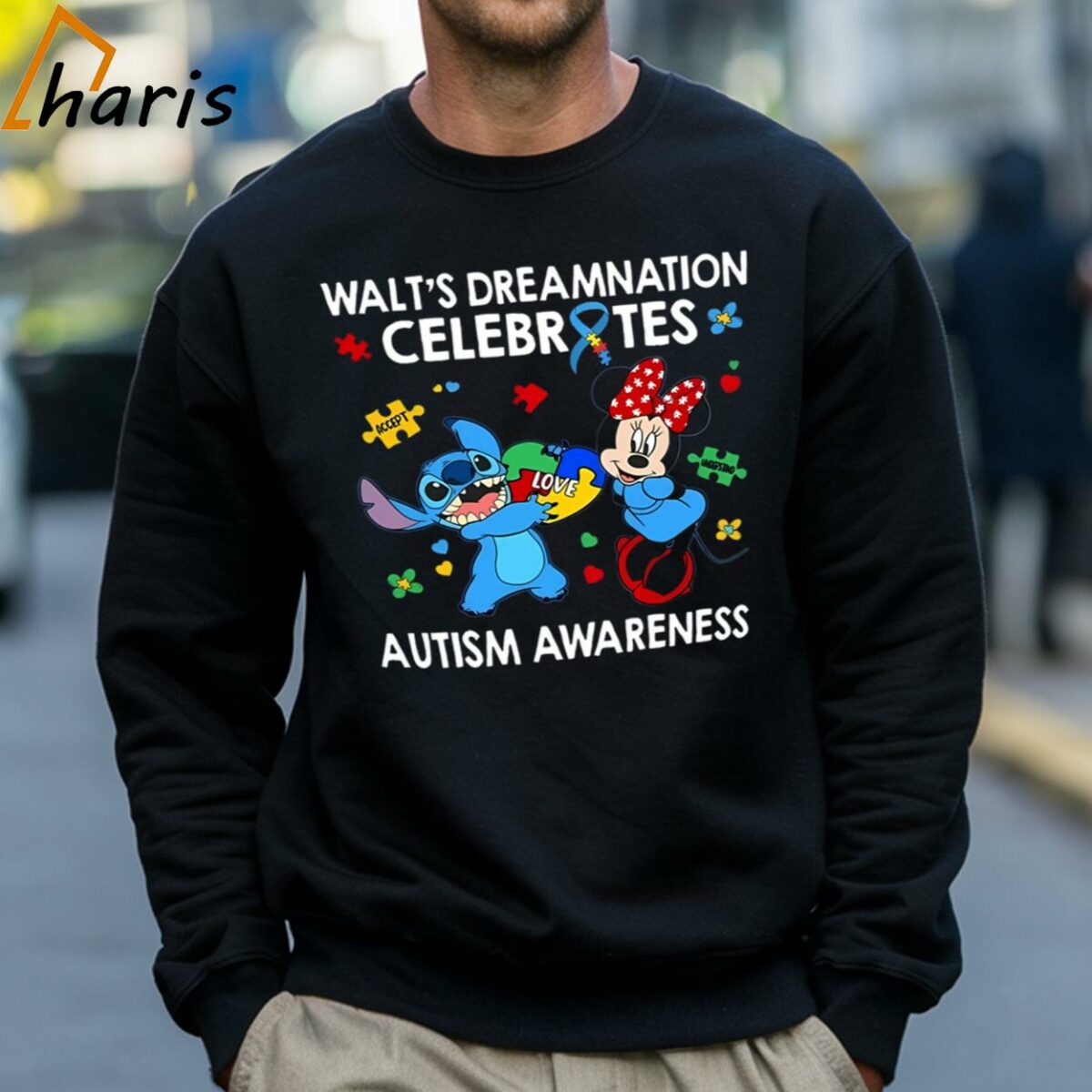 Stitch And Minnie Mouse Walts Dreamnation Celebrates Autism Awareness Disney Shirt 4 Sweatshirt
