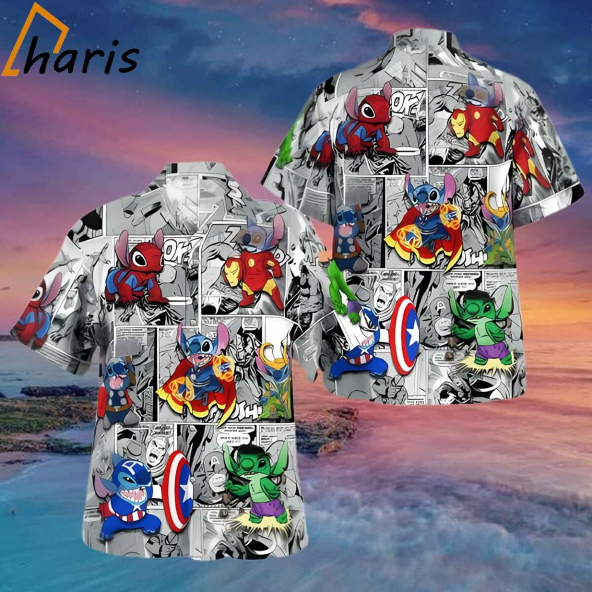 Stitch Super Heroes Avengers Marvel Hawaiian Shirt 1 1