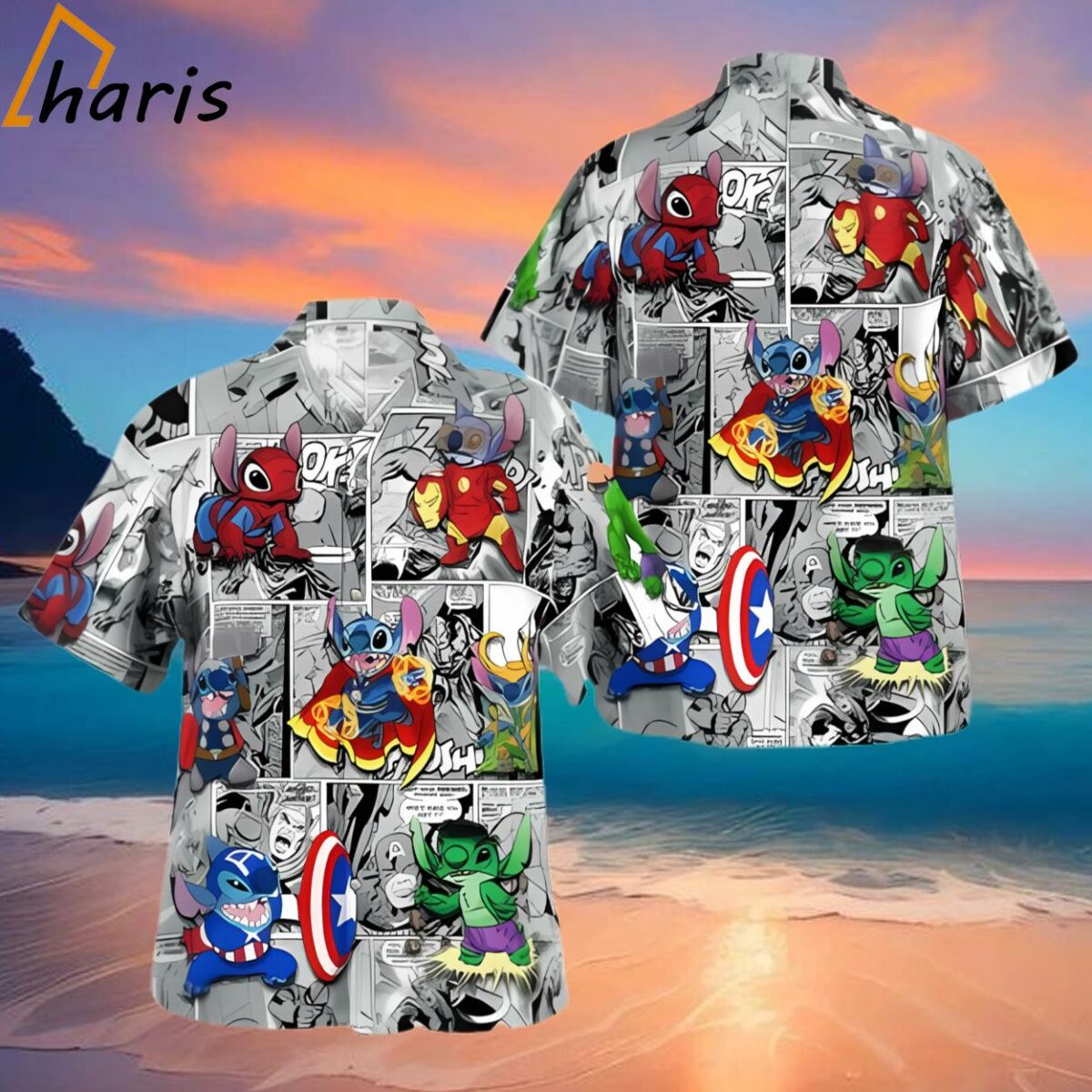 Stitch Super Heroes Avengers Marvel Hawaiian Shirt 2 2