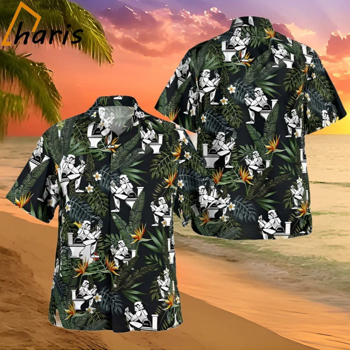 Stormtrooper Reading On The Toilet Tropical Leaves Hawaiian Shirt 2 2