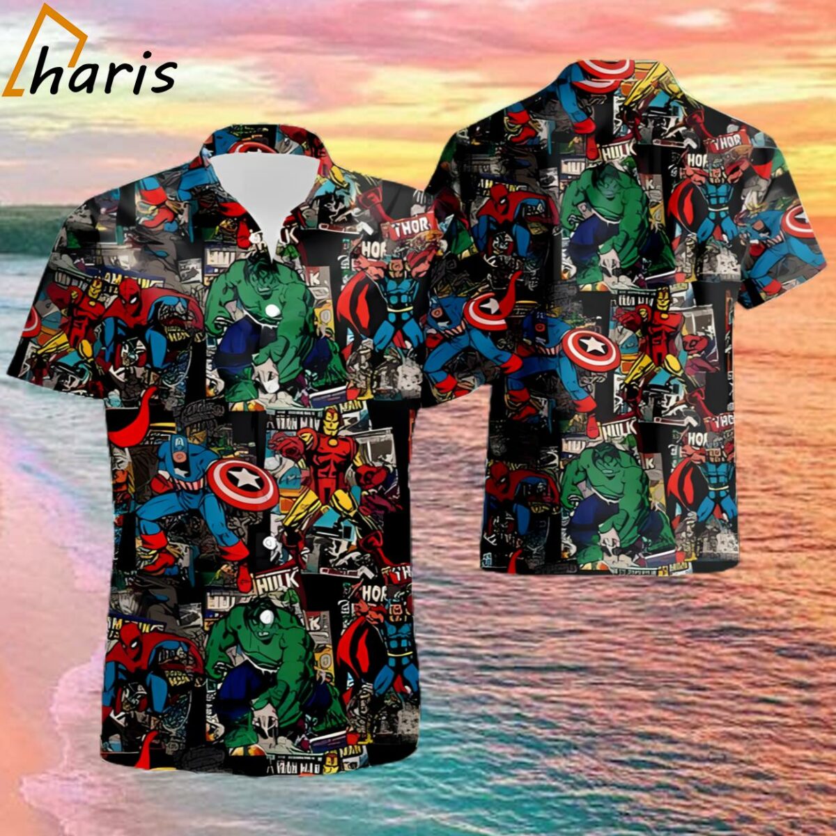 Super Heros Marvel Hawaiian Shirt 1 1
