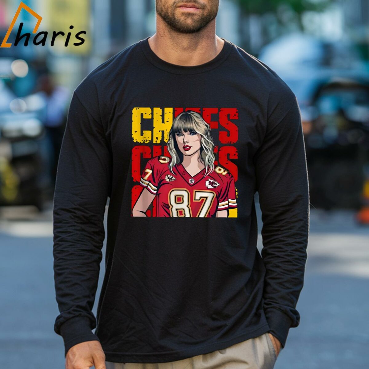 Taylor Hearts Kelce in Chiefs Shirt 3 Long sleeve shirt