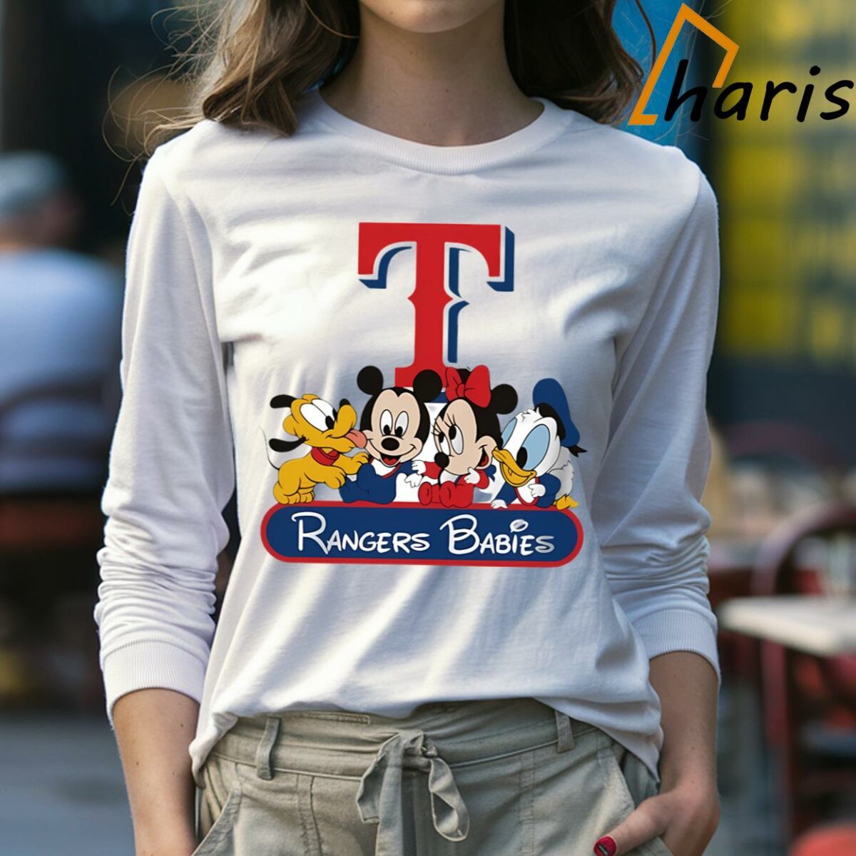 Texas Rangers Babies MLB Disney Mickey And Friends Shirt 4 Long sleeve Shirt