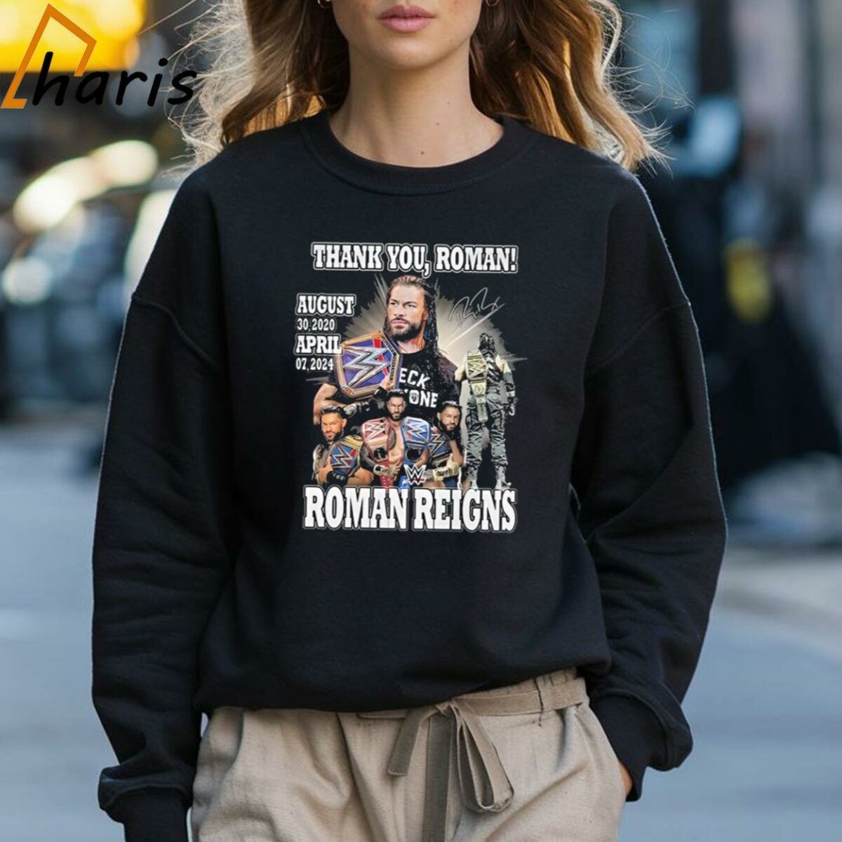 Thank You Roman Reigns Wwe August 302020 April 072024 Signature T shirt 3 Sweatshirt