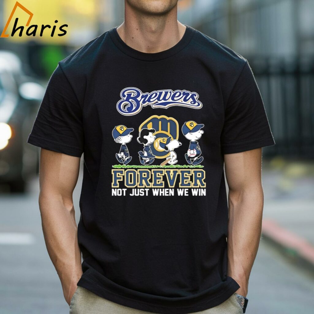 The Peanuts Movie Characters Milwaukee Brewers Abbey Road Forever Not Just When We Win Shirt