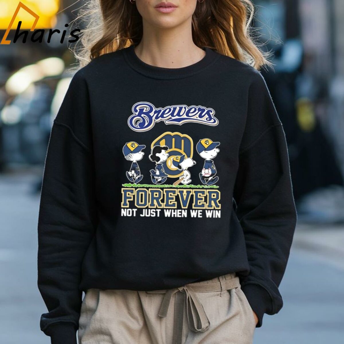 The Peanuts Movie Characters Milwaukee Brewers Abbey Road Forever Not Just When We Win Shirt 3 Sweatshirt