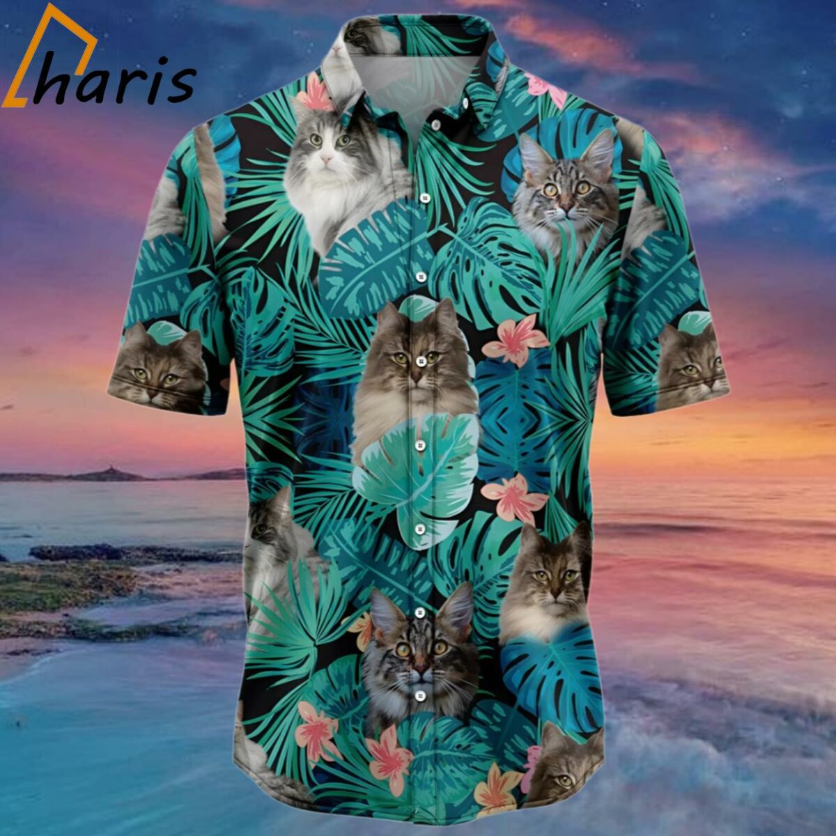 Tropical Norwegian Forest Cat Hawaiian Shirt 1 1