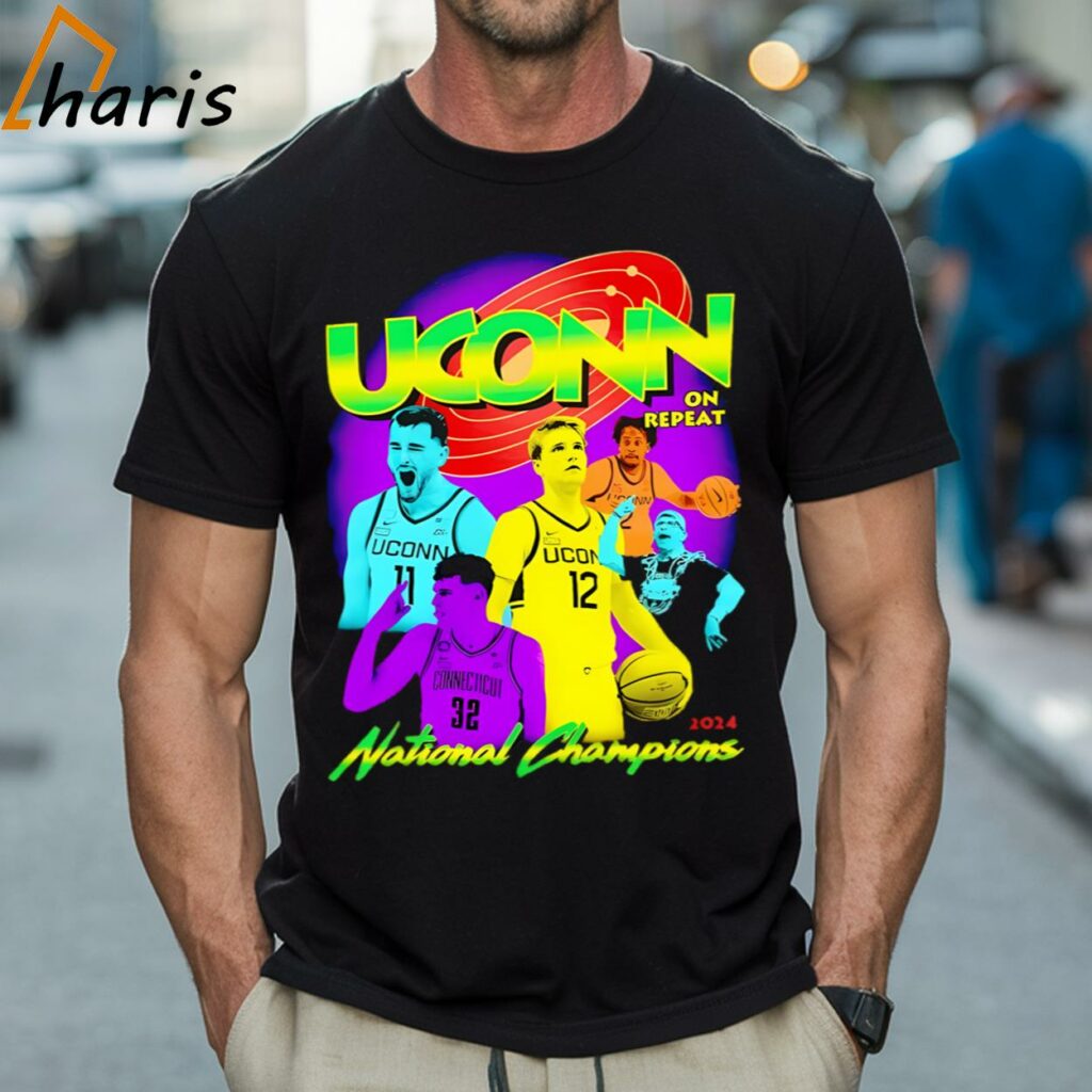 UCONN Huskies Men's Basketball On Repeat 2024 National Champions Shirt