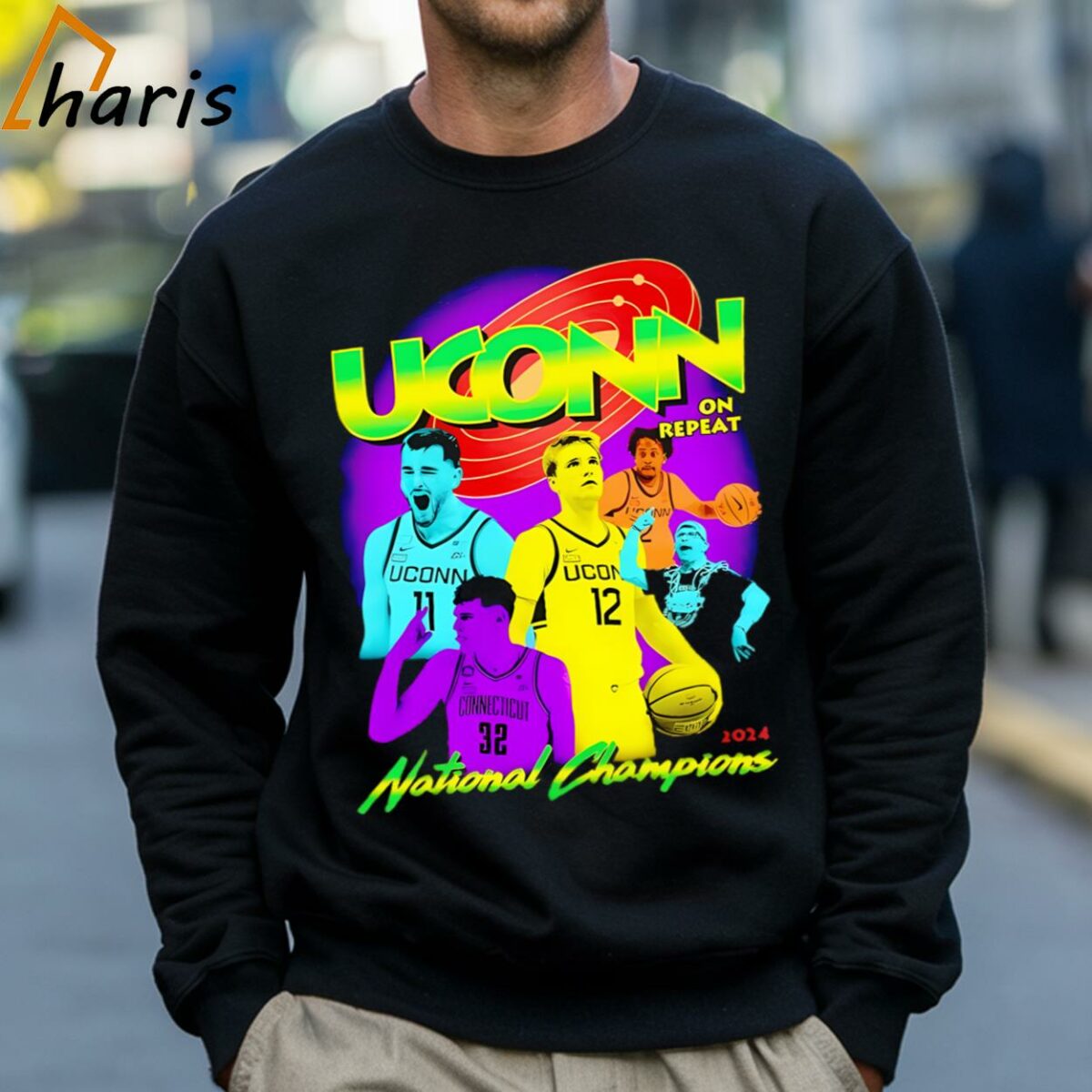 UCONN Huskies Mens Basketball On Repeat 2024 National Champions Shirt 4 Sweatshirt