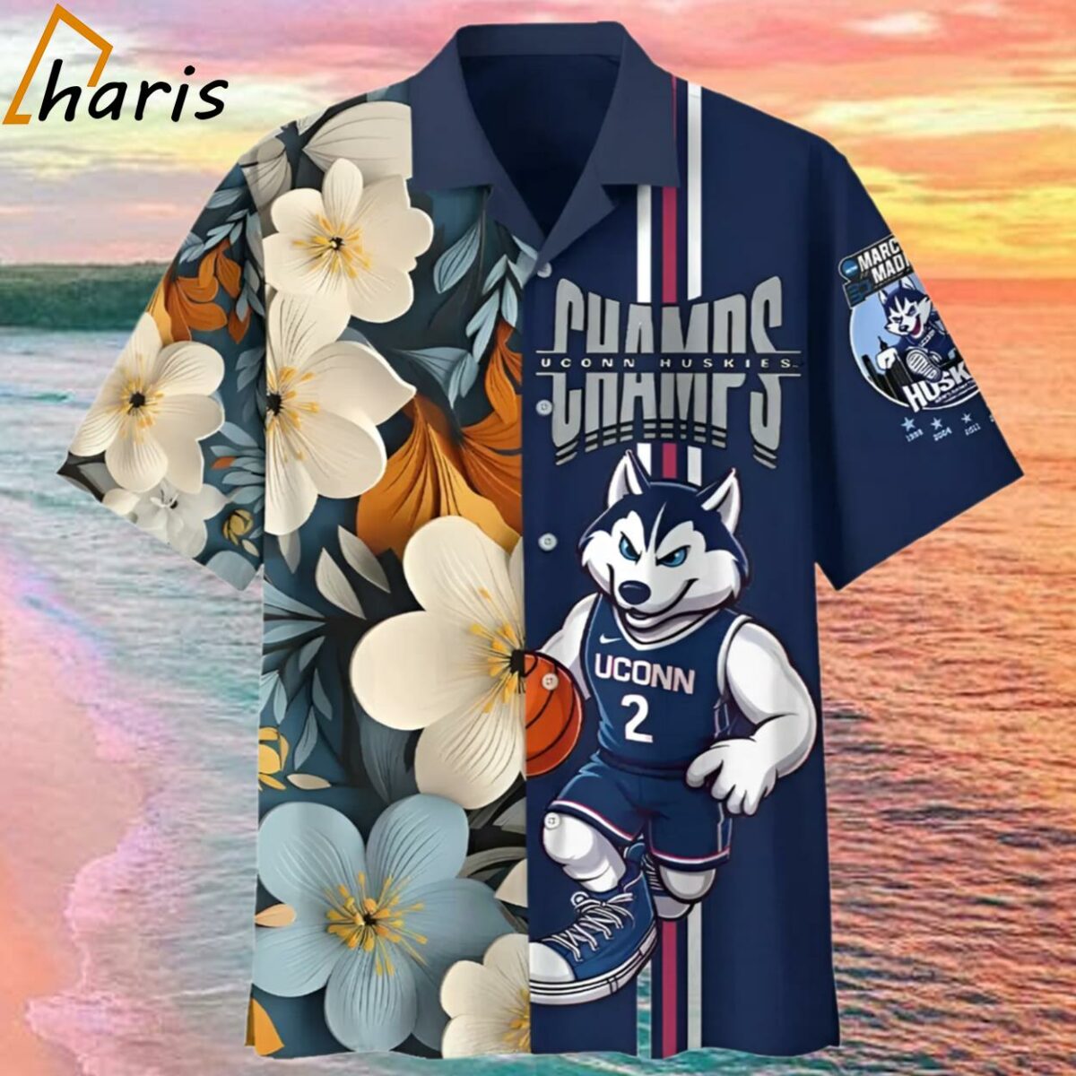 UCONN National Champions 2024 Floral Hawaiian Shirt 1 1