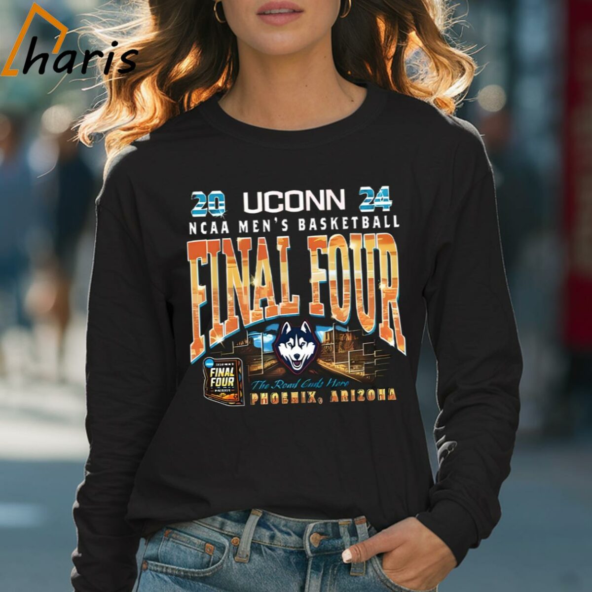 Uconn Huskies 2024 NCAA Mens Basketball Final Four The Road Ends Here Shirt 4 Long sleeve shirt
