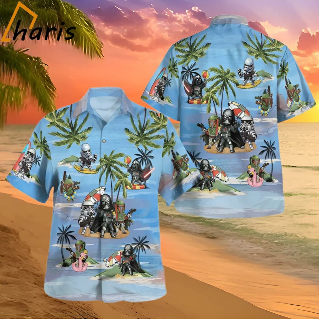 Vader Boba Fett Trooper Summer Time Blue Hawaiian Shirt
