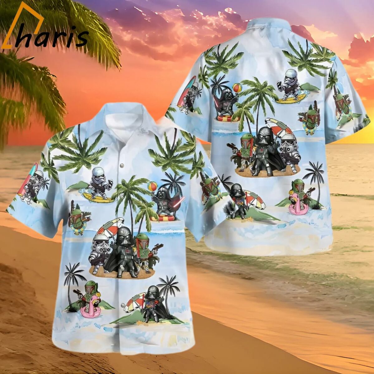 Vader Boba Fett Trooper Summer Time Hawaiian Shirt Light Blue 2 2