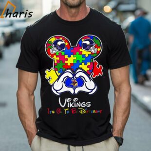 Vikings Mickey Mouse Love Autism Its Ok To Be Different Shirt 1 Shirt