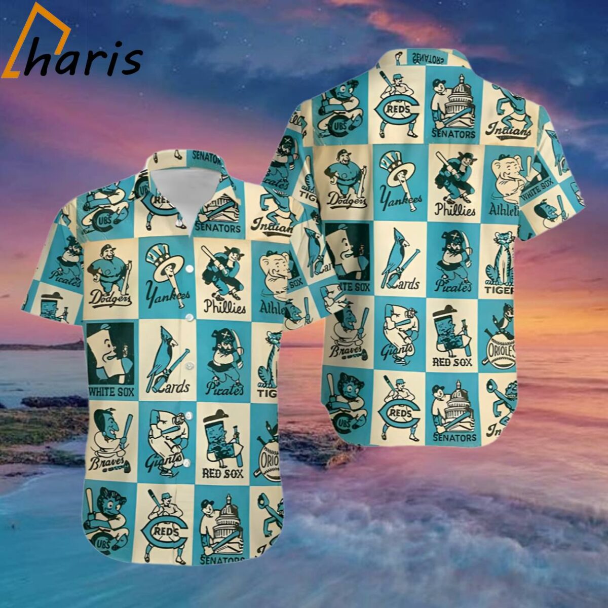 Vintage 1956 Baseball Team Mascots Hawaiian Shirt 1 1