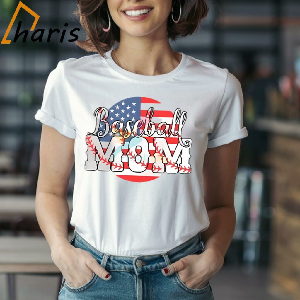 Vintage Baseball Mom USA Flag Shirt