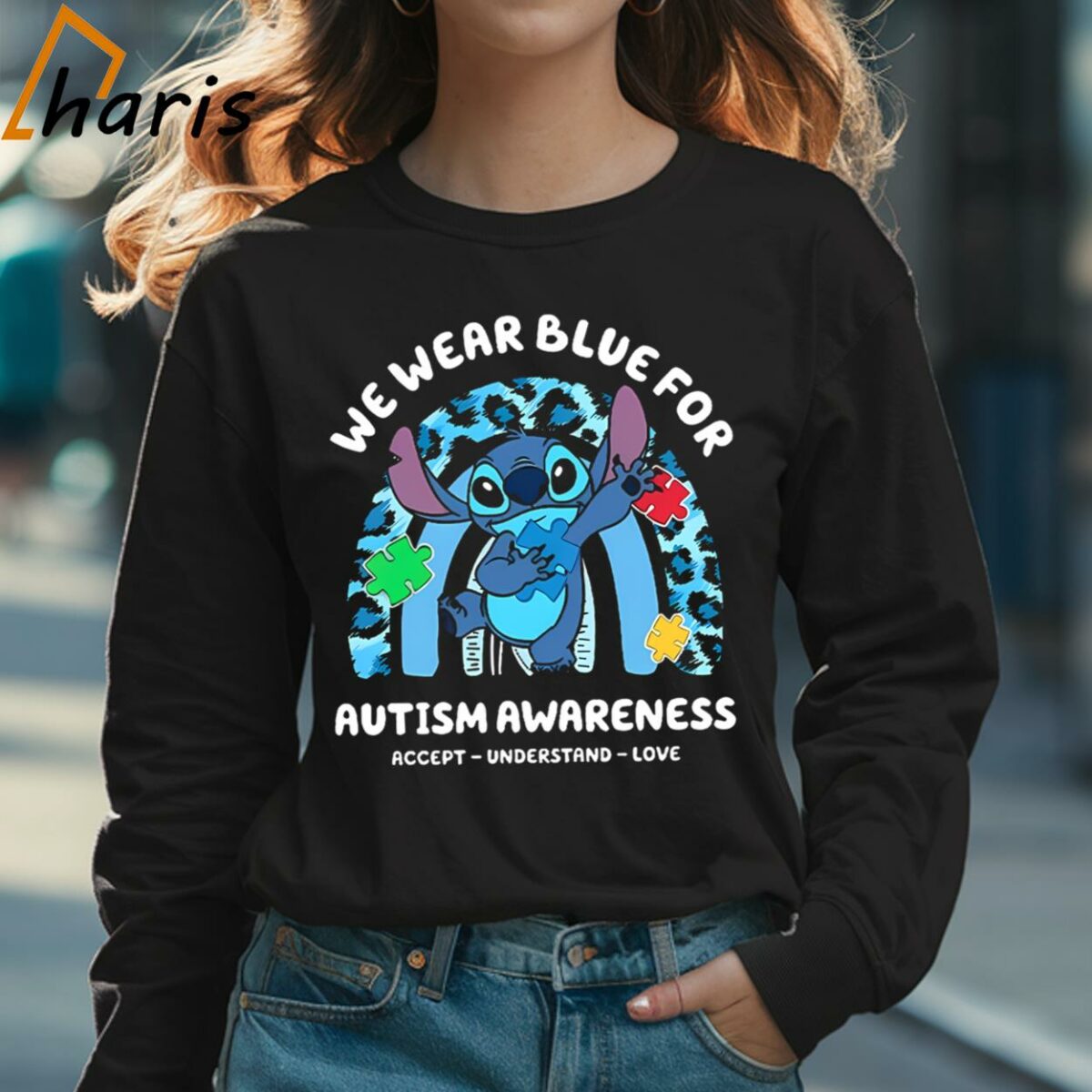 We Wear Blue For Autism Awareness Stitch T Shirt 3 Long sleeve shirt