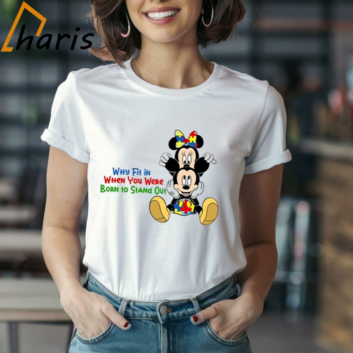 Why Fit In When you Were Born To Stand Out Mickey and Minnie Autism T Shirt 1 Shirt