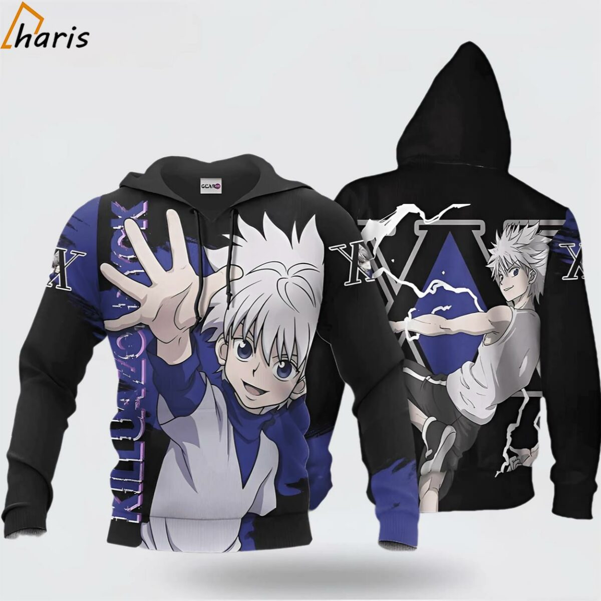 Anime Killua Zoldyck Lighting Black Purple 3D Hoodie 1 jersey