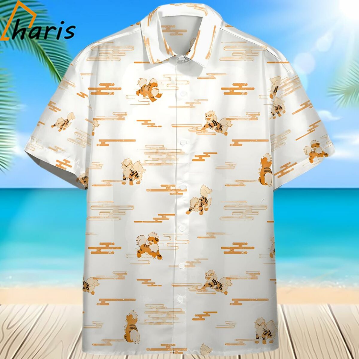 Arcanine Evolution White Pokemon Hawaiian Shirt 2 2