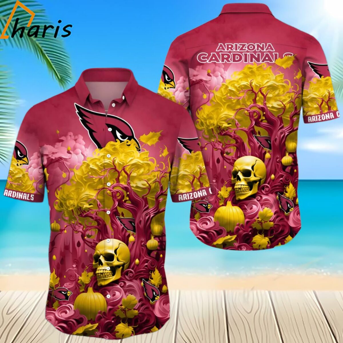 Arizona Cardinals Skull Trending Hawaiian Shirt 2 2